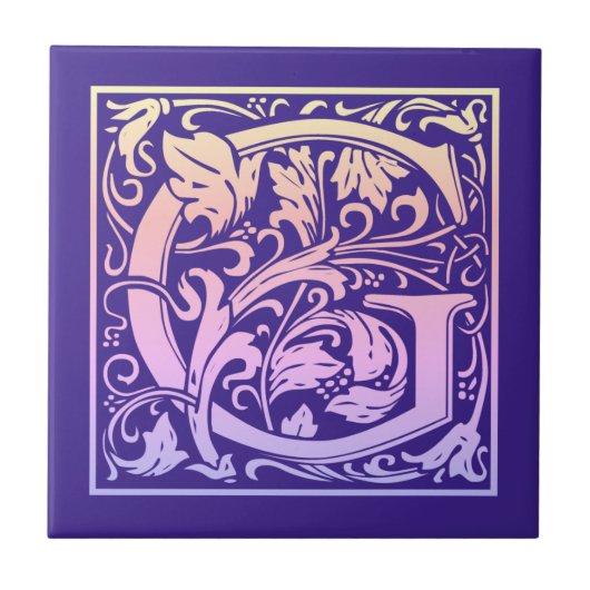 Buchstabe G Farbiger Vintager erster Buchstabe Gra Fliese (Vorderseite)