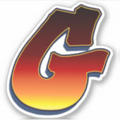 Buchstabe G - Flammenaufkleber Aufkleber (Vorderseite)