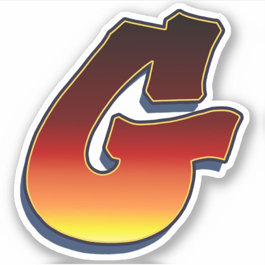 Buchstabe G - Flammenaufkleber Aufkleber (Vorderseite)