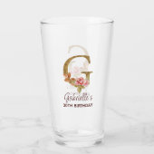 Buchstabe G Gold Monogramm Blush Rosa Rosen Glas (Rückseite)