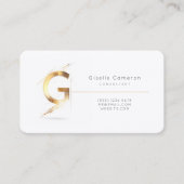Buchstabe G Kalligrafie Gold/Schwarz-Farbmonogramm Visitenkarte (Vorderseite)