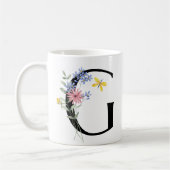 Buchstabe G mit Blumen Kaffeetasse (Links)