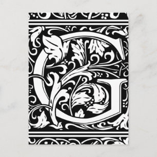 Buchstabe G Mittelalterliche Monogramm-Kunst Art N Postkarte