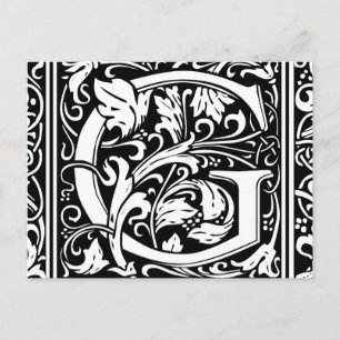 Buchstabe G Mittelalterliche Monogramm-Kunst Art N Postkarte