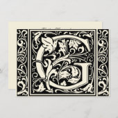 Buchstabe G Mittelalterliches Monogramm Art Nouvea Einladung (Vorne/Hinten)