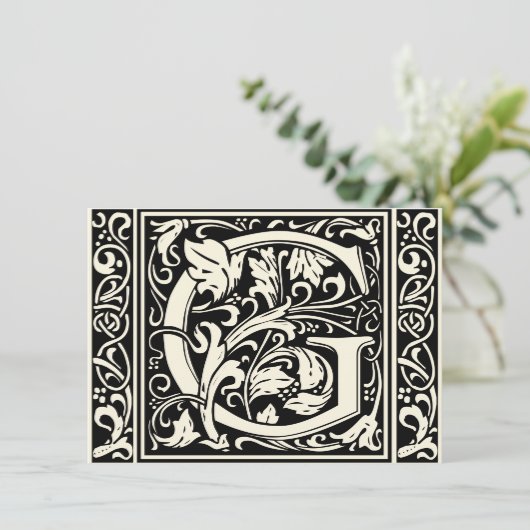 Buchstabe G Mittelalterliches Monogramm Art Nouvea Einladung (Stehend Vorderseite)