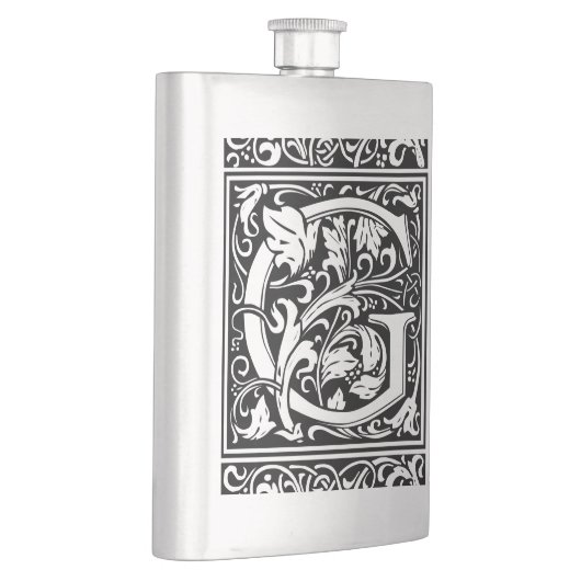 Buchstabe G Mittelalterliches Monogramm Art Nouvea Flachmann (Rechts)