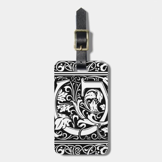 Buchstabe G Mittelalterliches Monogramm Art Nouvea Gepäckanhänger (Vorderseite vertikal)