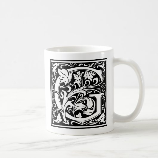 Buchstabe G Mittelalterliches Monogramm Art Nouvea Kaffeetasse (Rechts)