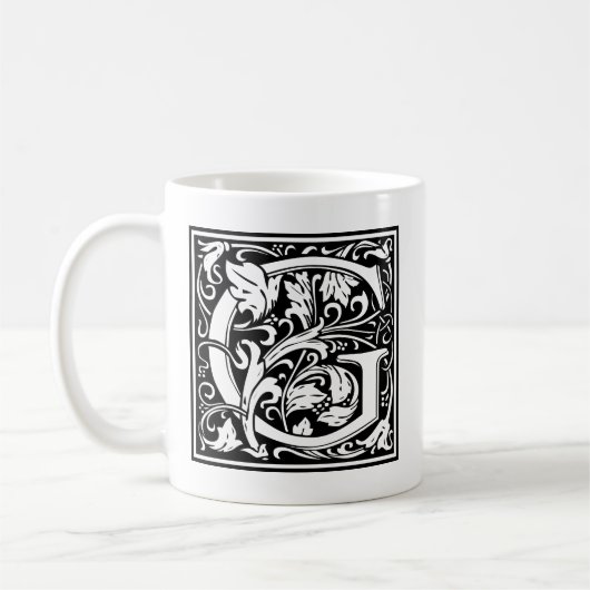 Buchstabe G Mittelalterliches Monogramm Art Nouvea Kaffeetasse (Links)