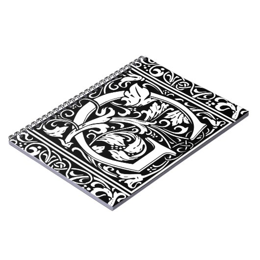 Buchstabe G Mittelalterliches Monogramm Art Nouvea Notizblock (Linke Seite)