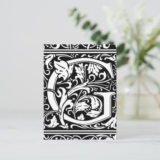 Buchstabe G Mittelalterliches Monogramm Art Nouvea Postkarte (Stehend Vorderseite)