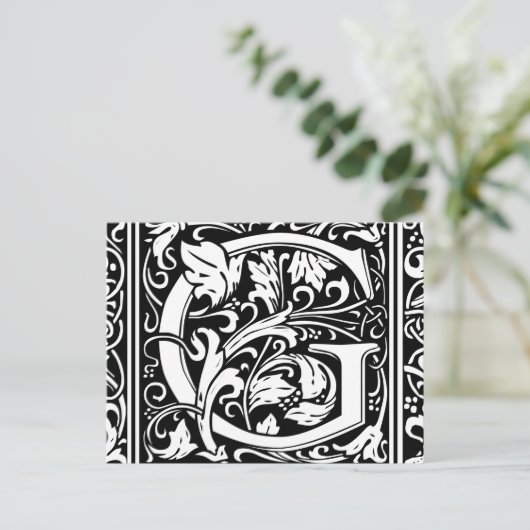 Buchstabe G Mittelalterliches Monogramm Art Nouvea Postkarte (Stehend Vorderseite)