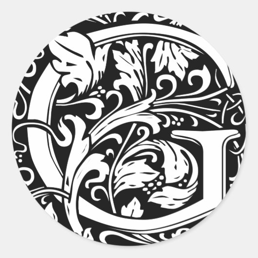 Buchstabe G Mittelalterliches Monogramm Art Nouvea Runder Aufkleber (Vorderseite)