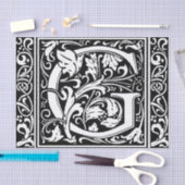 Buchstabe G Mittelalterliches Monogramm Art Nouvea Seidenpapier (Handwerk)