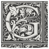 Buchstabe G Mittelalterliches Monogramm Art Nouvea Stoff (Nahaufnahme)