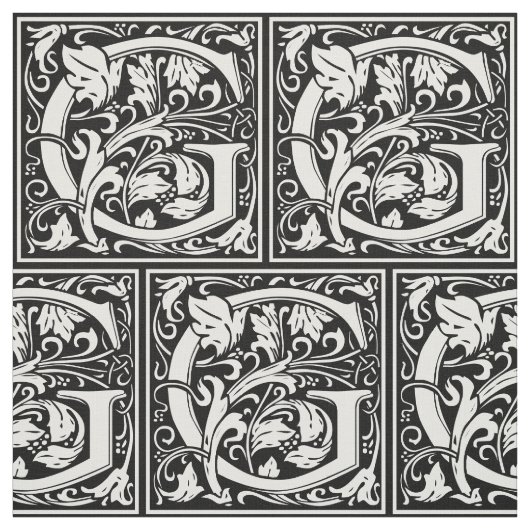 Buchstabe G Mittelalterliches Monogramm Art Nouvea Stoff (Muster)