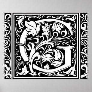 Buchstabe G Mittelalterliches Monogramm Vintage In Poster