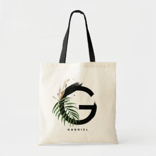 Buchstabe G Monogramm Personalisierte Tropenblät Tragetasche