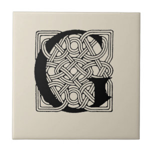 Buchstabe G Monogramm Vintage-Keltischer Knoten Dr Fliese