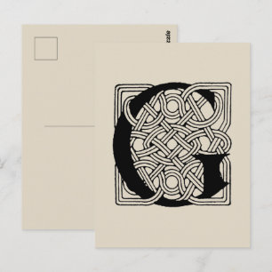 Buchstabe G Monogramm Vintage-Keltischer Knoten Dr Postkarte