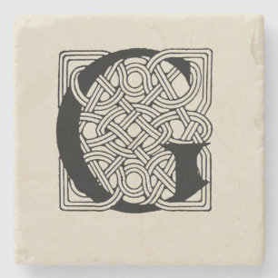 Buchstabe G Monogramm Vintage-Keltischer Knoten Dr Steinuntersetzer
