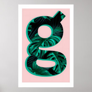 Buchstabe G Print Monstera Pflanze Typografie, A3A Poster