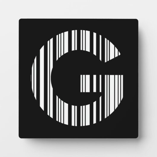 BUCHSTABE G STRICHCODE Erstes Anfangsbuchstaben-Ba Fotoplatte (Vorderseite)