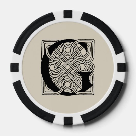 Buchstabe G Vintag keltische Knoten Monogramm Pokerchips (Vorderseite)
