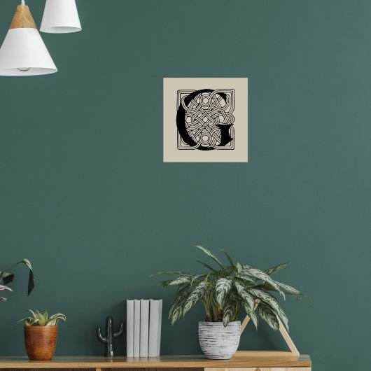 Buchstabe G Vintag keltische Knoten Monogramm Poster (Wohnzimmer 1)