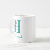 Buchstabe H Aquamarin rosa Kaffeetasse (Vorderseite Links)