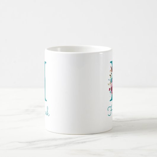Buchstabe H Aquamarin rosa Kaffeetasse (Mittel)