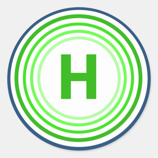 Buchstabe H - blau + grün Runder Aufkleber (Vorderseite)