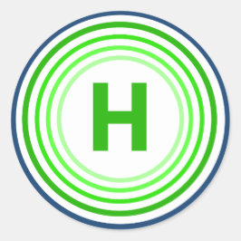 Buchstabe H - blau + grün Runder Aufkleber
