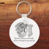 Buchstabe H Engel Monogramm Anfangsalphabet Schlüsselanhänger (Vorderseite)