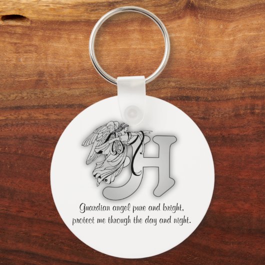 Buchstabe H Engel Monogramm Anfangsalphabet Schlüsselanhänger (Vorderseite)