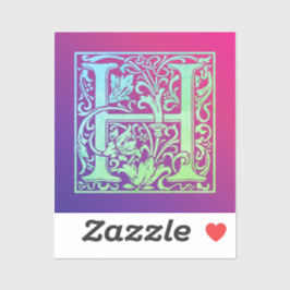 Buchstabe H Farbiger Vintager erster Buchstabe Gra Aufkleber