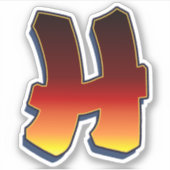 Buchstabe H - Flammenaufkleber Aufkleber (Vorderseite)
