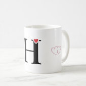 Buchstabe H Geschenktasse - Monogramm Initial Tass Kaffeetasse (VorderseiteRechts)