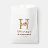 Buchstabe H Gold Monogramm Blush Rosa Rosen Geschenktütchen (Vorderseite)