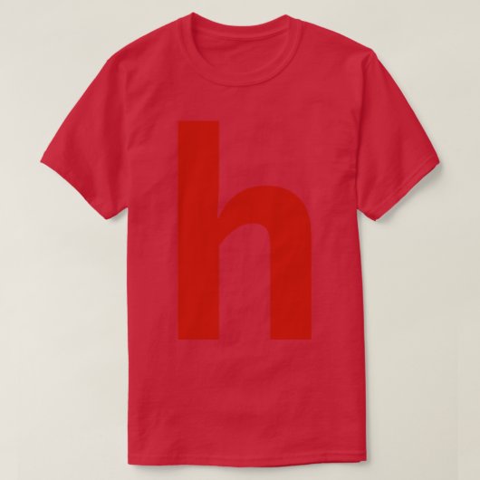 Buchstabe h in der minimalen Typografie des roten T-Shirt (Design vorne)