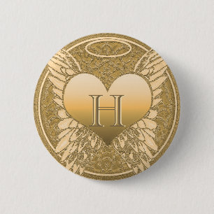 Buchstabe H Memorial Angel Heart Button