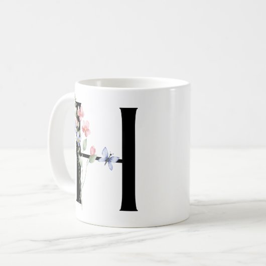 Buchstabe H mit Blumen Kaffeetasse (Vorderseite Links)