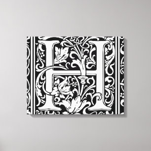 Buchstabe H Mittelalterliche Monogramm-Kunst Art N Leinwanddruck