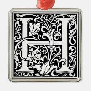 Buchstabe H Mittelalterliche Monogramm-Kunst Art N Ornament Aus Metall
