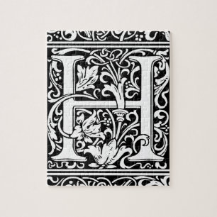 Buchstabe H Mittelalterliche Monogramm-Kunst Art N Puzzle