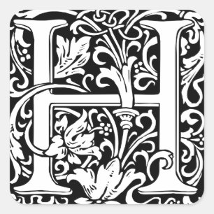 Buchstabe H Mittelalterliche Monogramm-Kunst Art N Quadratischer Aufkleber