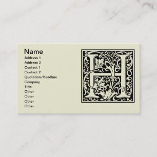 Buchstabe H Mittelalterliche Monogramm-Kunst Art N Visitenkarte