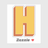 Buchstabe H Monogramm, fette 3D-Schrift Initiale  Aufkleber (Blatt)