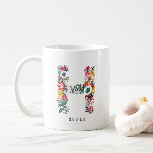 Buchstabe H | Monogramm-I-Tasse für den Blasenbrie Kaffeetasse (Mit Donut)